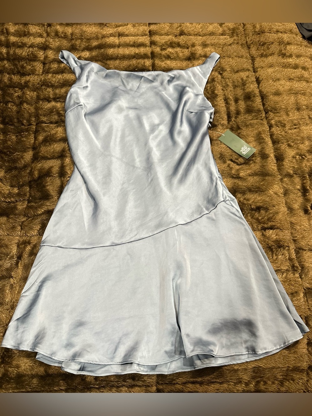 Silky Light Blue Slip Dress - Women Large